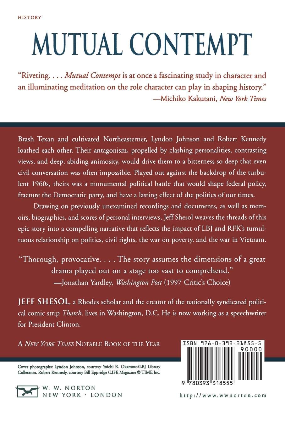 Mutual Contempt Lyndon Johnson Robert Kennedy And The - 
