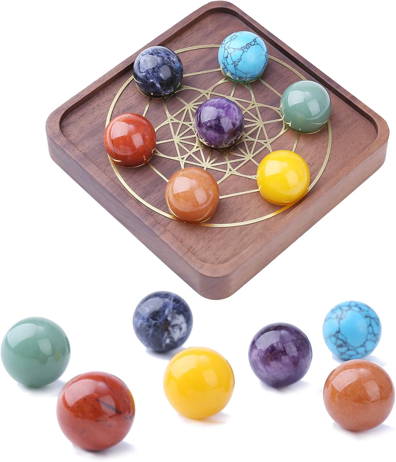 Anjing 7 Chakra Healing Crystals Set for Reiki and Energy Desktop Decoration Home Decoration 24mm
