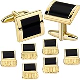 HAWSON Cufflinks and Studs for Men with Gift Box, Gold or Silver Tone Cuff Links, Mens Jewelry or Accessories for Wedding Business Anniversary Birthday