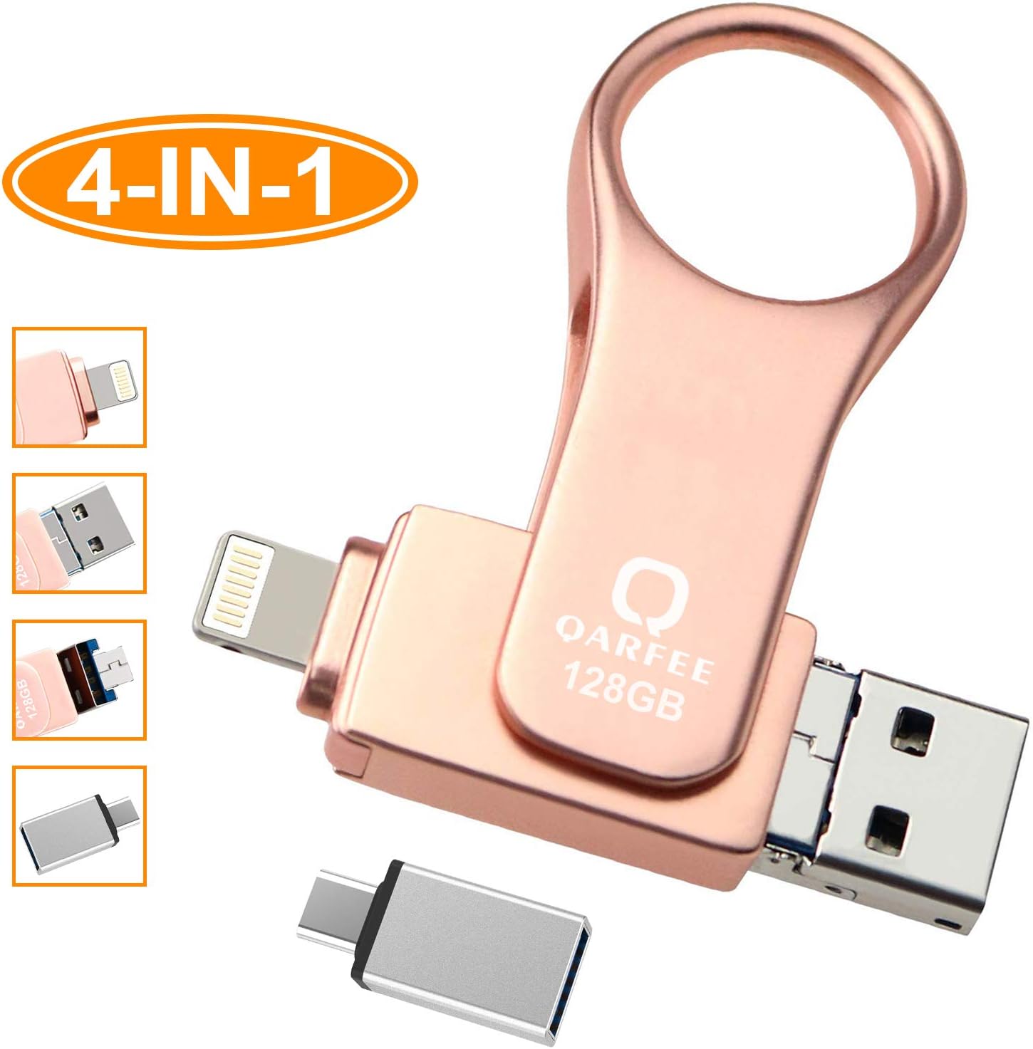 USB Flash Drive for iPhone 128GB,QARFEE USB C Memory Stick OTG Android