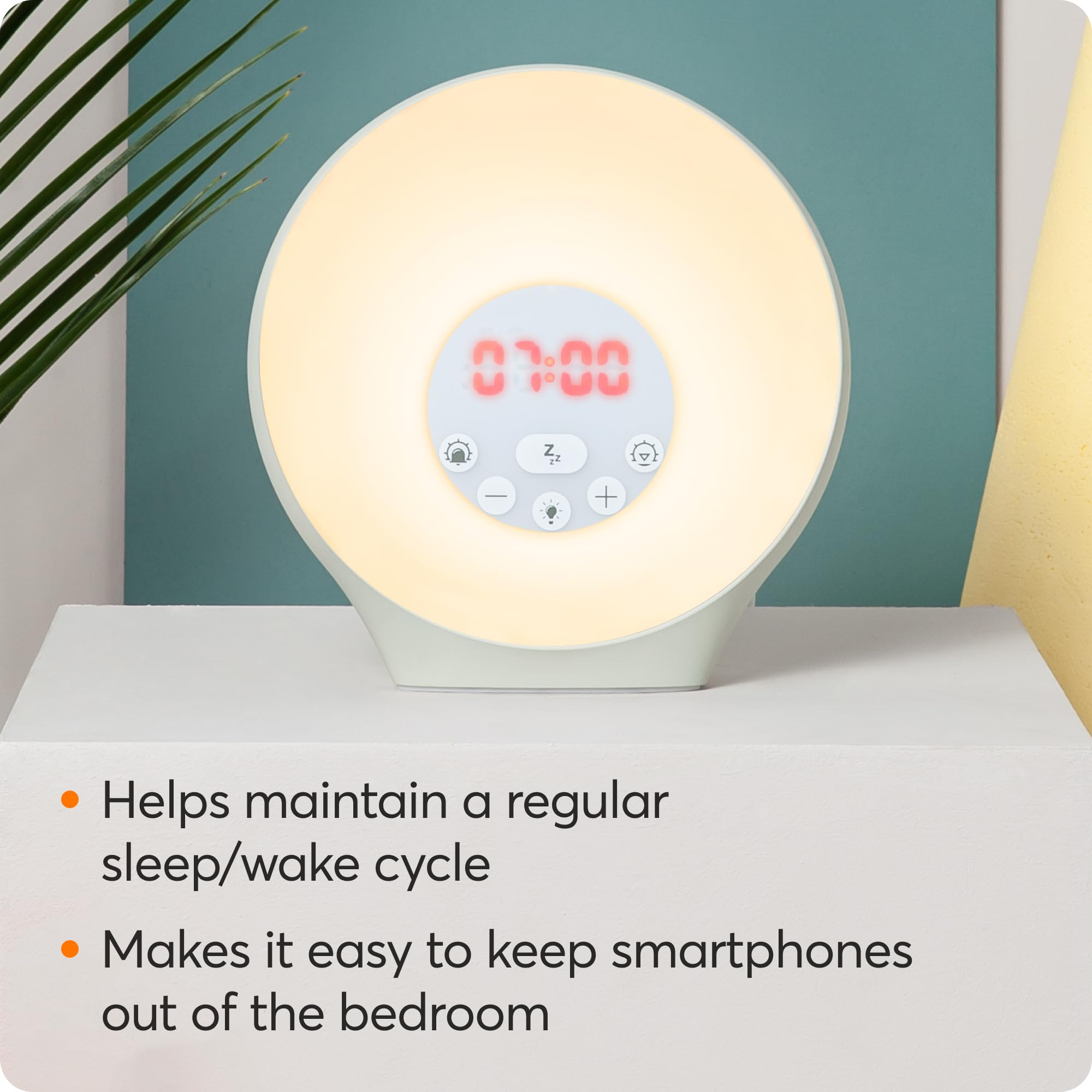 Lumie Sunrise Alarm - Sunrise Wake-up Alarm, Sunset Sleep Feature, Sounds and Mood Lighting, White