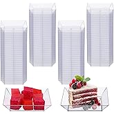 100 Pcs Clear Plastic Dessert Plates, 3.6 Inch Disposable Mini Dessert Plates Square Plate Mini Plastic Tray Desserts Cake Plate Salad Tasting Sample Dish for Wedding Cake Appetizer Parties Reception
