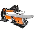 WEN LL2156 21-Inch 1.6-Amp Variable Speed Parallel Arm Scroll Saw with Extra-Large Dual-Bevel Steel Table, Black Orange