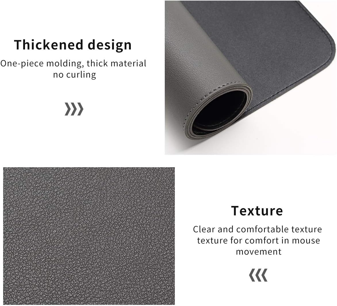 ESCOCO Multifunctional Desk Pad,Office Desk Mat,60 x 40 cm PU Leather Ultra Thin Waterproof Mouse Pad - Image 5