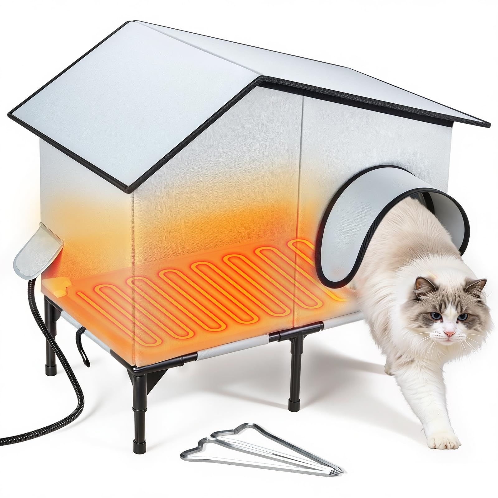 Photo 1 of Heated Outdoor Cat House with Heater, Waterproof and Insulated Cat Shelter for Winter, Durable and Warm Cat Houses for Outdoor Cats, Ideal for Feral, Stray, and Barn Cats