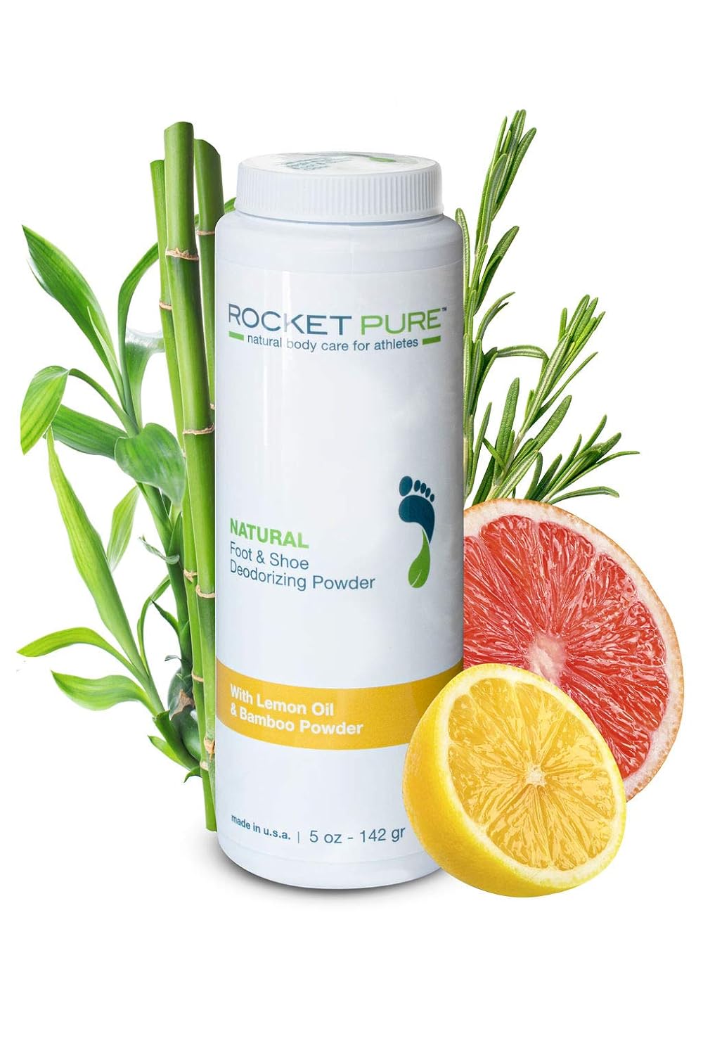 Natural Foot & Shoe Odor Eliminator Powder - For Athletes, Men, Women & Kids | Remove, Control & Prevent Smell from Feet & Shoes with Powerful Essential Oils - 5oz Bottle - Lemon : Beauty