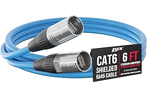 LyxPro 6 Feet Shielded CAT6 Ethercon Cable - Professional Audio & Lighting RJ45 Cable, Studio-Grade Sound Transmission, Extreme Durability - Blue