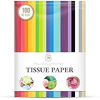 Tissue Paper for Gift Wrapping (100 Sheets) 20 Assorted Colors, Gift Bags, Packaging, Floral, Birthday, Holidays, Christmas, 