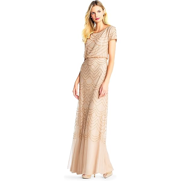 adrianna papell floral embroidered fit and flare dress Beaded Jacquard Fit & Flare Cocktail Dress In Blue main image 0