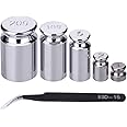 TOODOO 1g 2g 5g 10g 20g Gram Set for Digital Scale Balance and 1 Piece Calibration Weight Tweezer, Silver