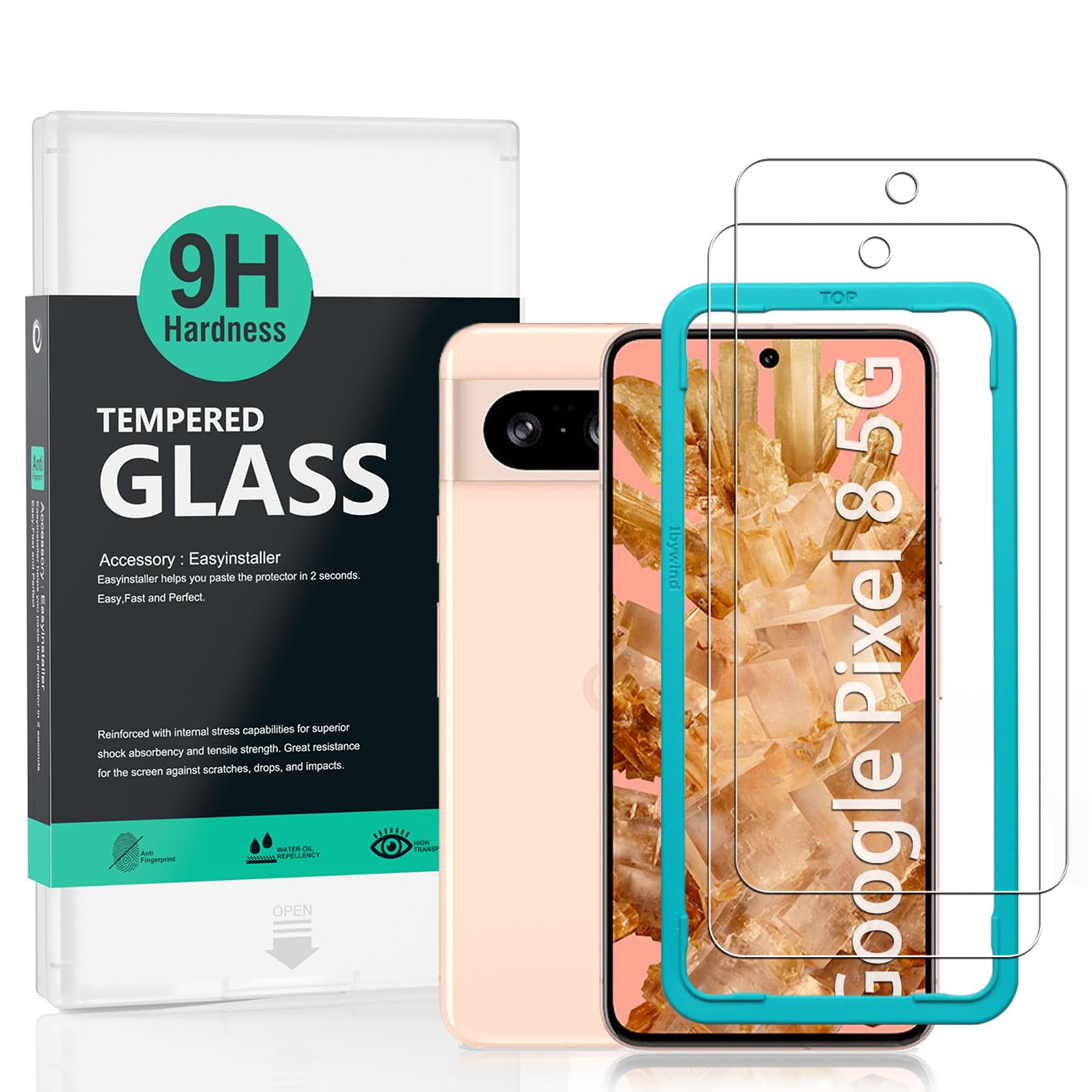 Ibywind Screen Protector For Google Pixel 8 5G 6.2"[2 Pack],9H Hardness Tempered Glass,Easy to Install — image 1