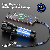 Lumitact XHP70.2 LED Torch 500000 Lumens Rechargeable Flashlight 5 Modes Zoom view 5