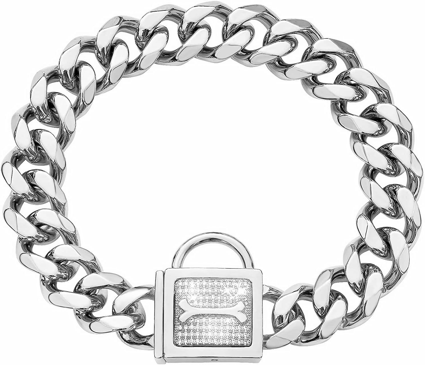 Aiyidi Heavy Pet Dog Collar, Stainless Steel Metal Slip Choker Collar
