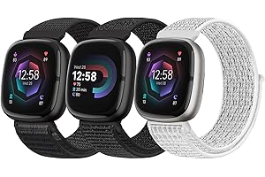 Bcuckood Nylon Loop Compatible with Fitbit Sense 2/Fitbit Sense/Fitbit Versa 4/Fitbit Versa 3 Bands, Women Men Soft Nylon Adjustable Breathable Strap Solo Loop Replacement Wristband