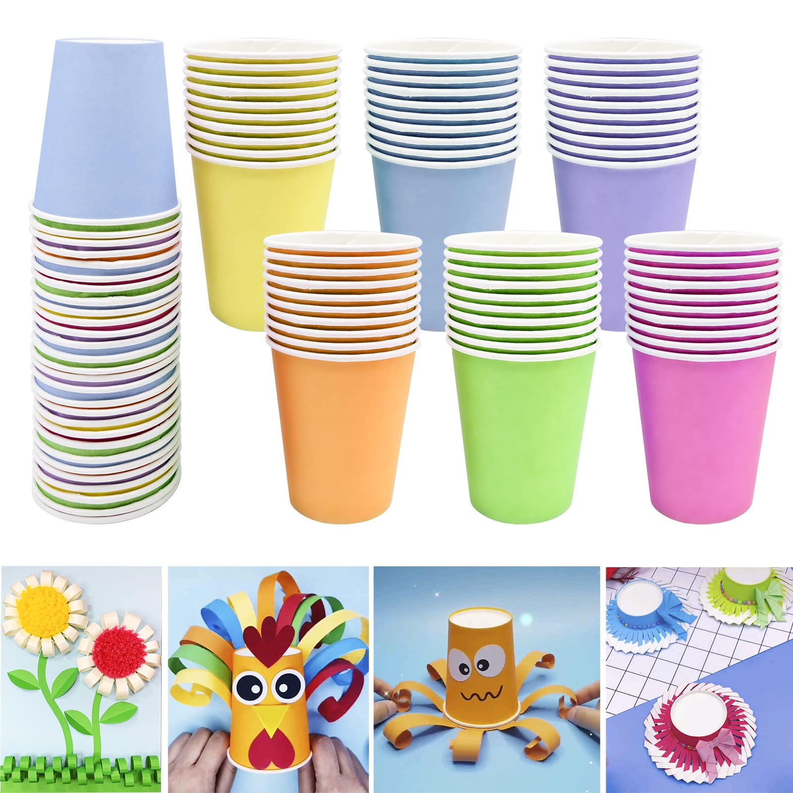 BLLREMIPSUR Pack of 60 Disposable Colour Party Cups, Suitable for DIY Creations, Picnics, Parties, Barbecues (Six Colours)