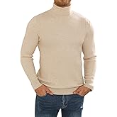 LIFROWI Men's Slim Fit Turtleneck Long Sleeve Sweater Casual Knitted Twisted Pullover Sweaters