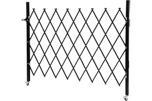 YIYIBYUS Single Folding Security Gate, Security Door Gate Wall Mounted Scissor Gate Iron&Aluminum Alloy Accordion Security Gate 360° Rolling Barricade Gate Flexible Expanding Security Gate (4.27' H x 5.45' W)