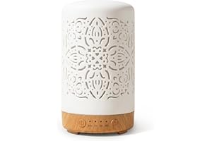 Earnest Living Essential Oil Diffuser White Ceramic Diffuser 100 ml Timers Night Lights and Auto Off Function Home Office Hum