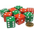 Koplow Games Set of 10 Large Six Sided Opaque 19mm D6 Dice - Christmas Colors 5 Green & 5 Red