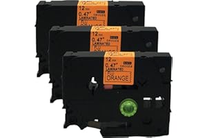 NEOUZA 3PK Compatible For Brother P-Touch Laminated TZe TZ Label Tape Cartridge 12mm x 5m (TZe-B31 Black on Orange Fluorescen