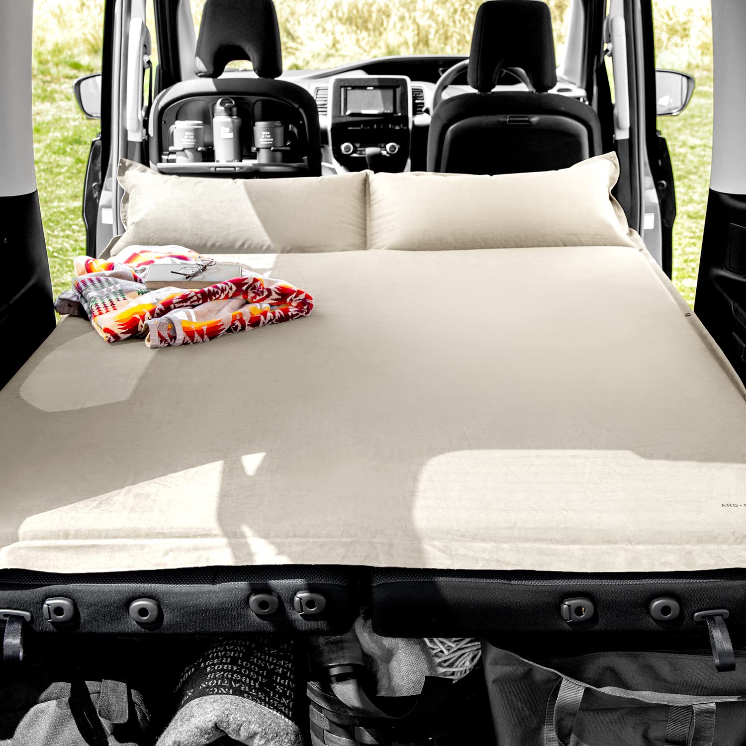 モダンデコ 車中泊 エアーマット マットレス エアーベッド 車中泊ベッド 枕付き 折りたたみ 収納袋付き アウトドア コンパクト (ダブル／サンドベージュ)商品画像
