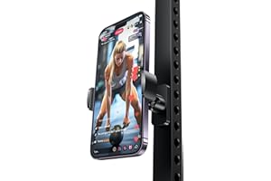 Stouchi Gym Magnetic Phone Holder, 360° Adjustable [N55 Dual Magnet] Phone Mount Gym Accessories for Women/Men, All Metal Portable Workout Essentials Compatible with 4.7-6.5" Smartphones, Black