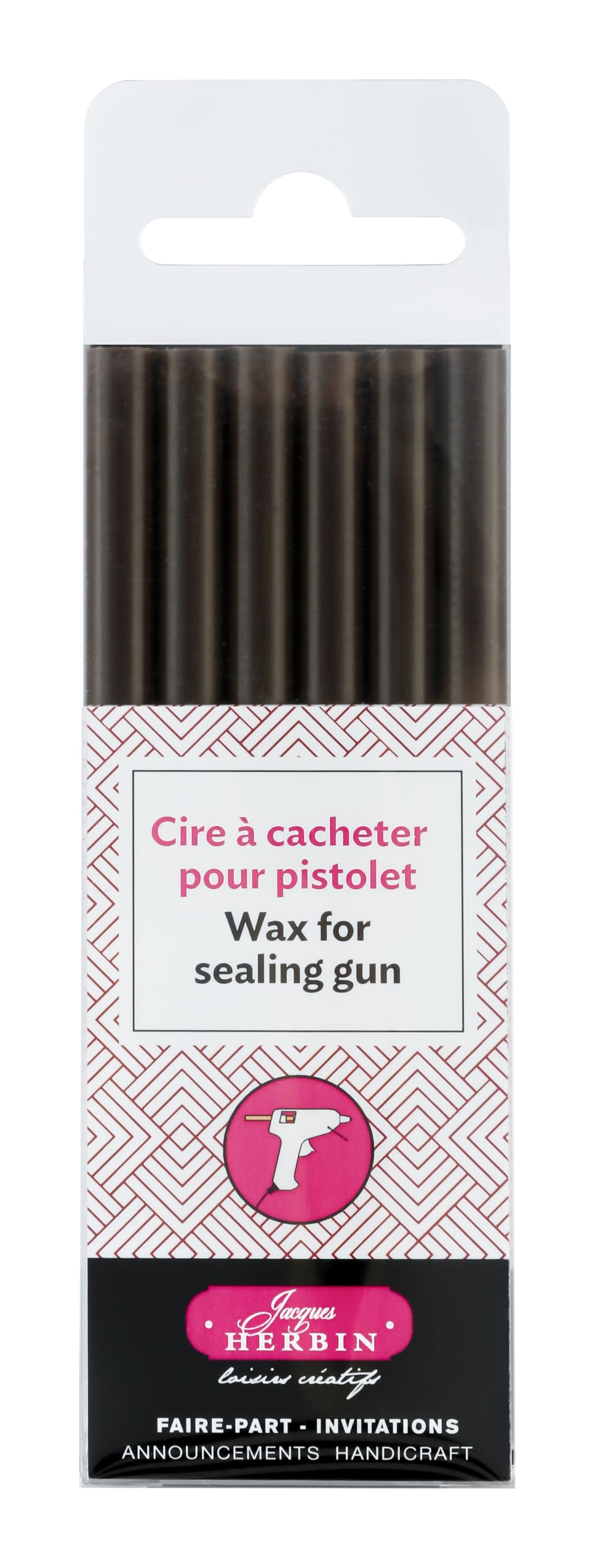 Jacques Herbin 35840T - A pack of 6 sticks of special sealing wax - made for wax guns - Chocolate Colour - Manufactured in Frace - Creative Art Tool - Leisure