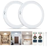 Rechargeable Ceiling Light 2 Pack, Magnetic Motion Sensor with Remote | Wireless Dimmable Battery Operated LED Ceiling Lights for Closet Shower Hallway Pantry Shed Porch Stairs