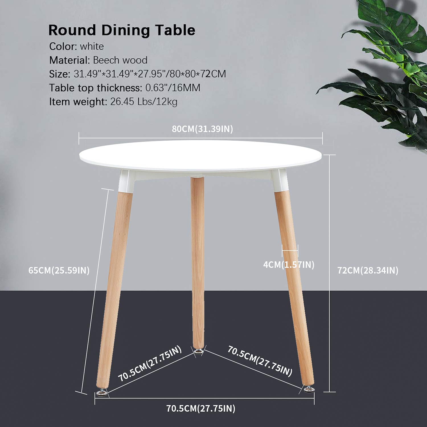 Esstisch Rund Küchentisch Modern mit 4er Set Retro Stühlen Buche Holz