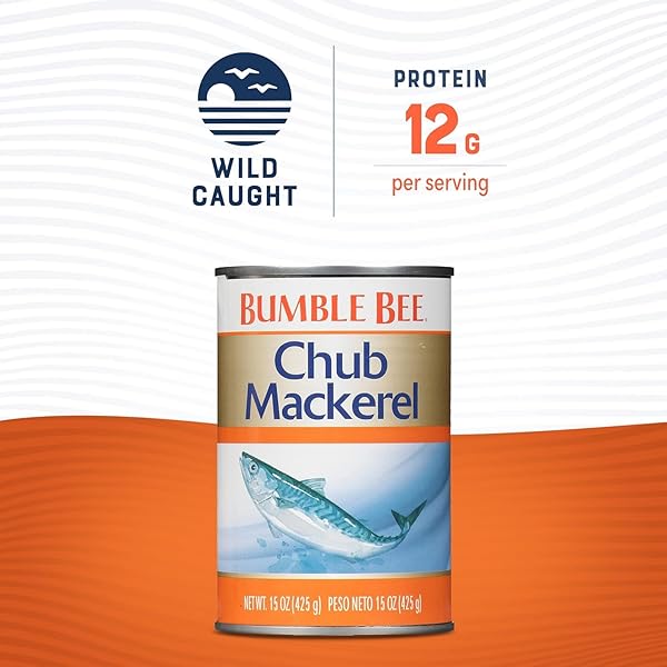 BUMBLE BEE CHUB MACKEREL, 15 OZ CAN – CANNED MACKEREL FISH, HIGH PROTEIN KETO FOOD, GLUTEN FREE