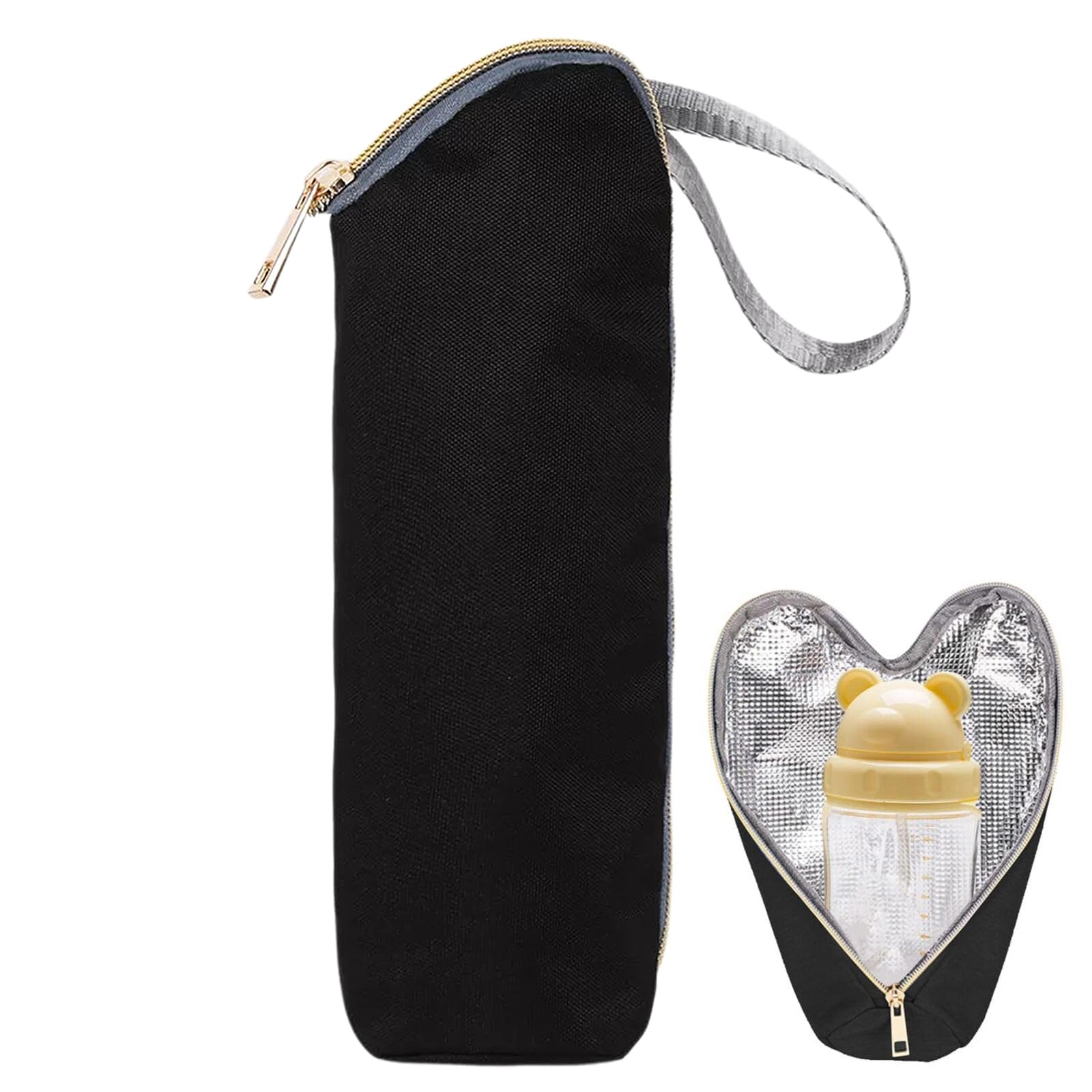 Insulated Bottle Bag for Baby, Bottle Warmer Black Baby Bottles Cooler Bags Portable Travel Thermal Bags for Bottles