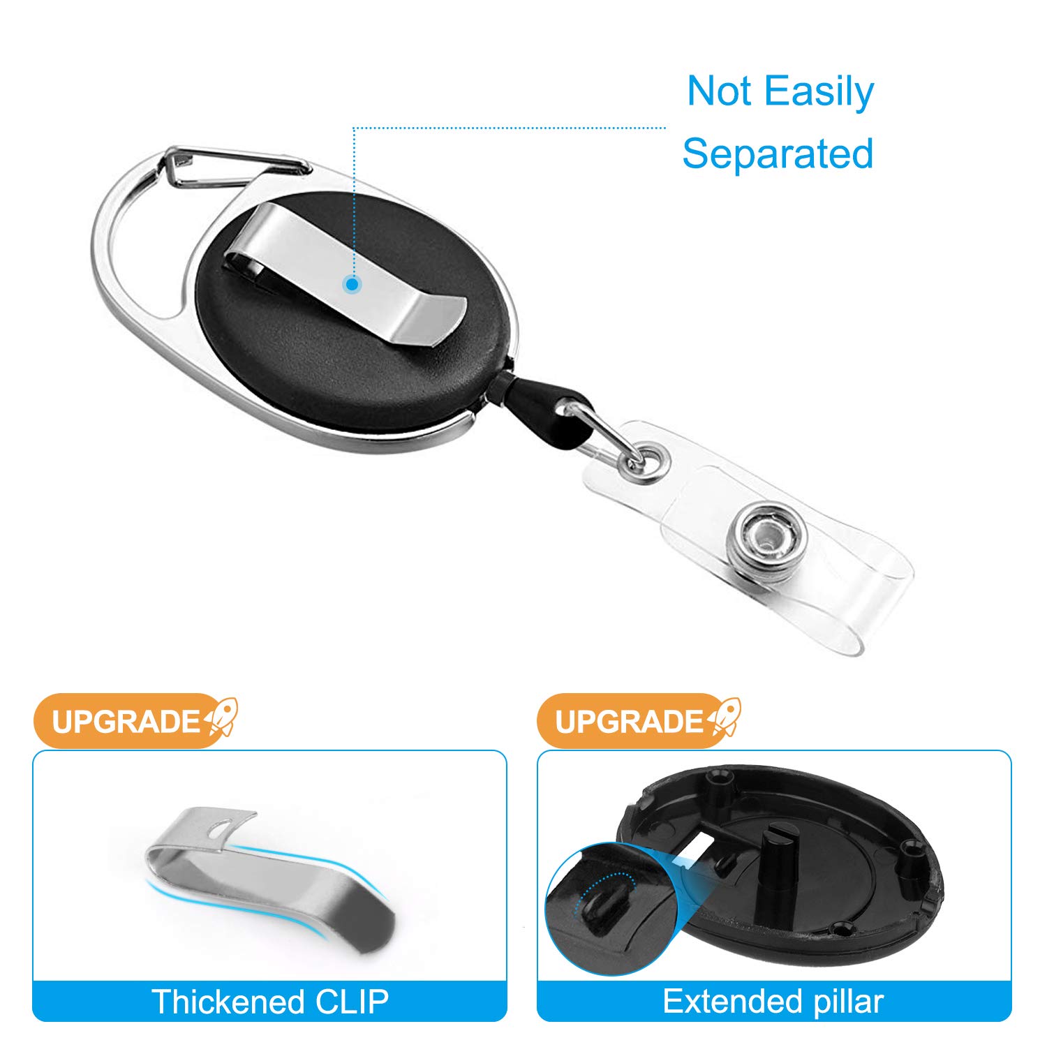 5 Pack ID Badge Holder With Clip Badge Reels Retractable Heavy Duty