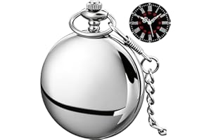 Tiong Smooth Pocket Watch,Personalized Pocket Watch,Customized Watches for Men,Engraved Pocket Watches for Father‘s Day with Chain