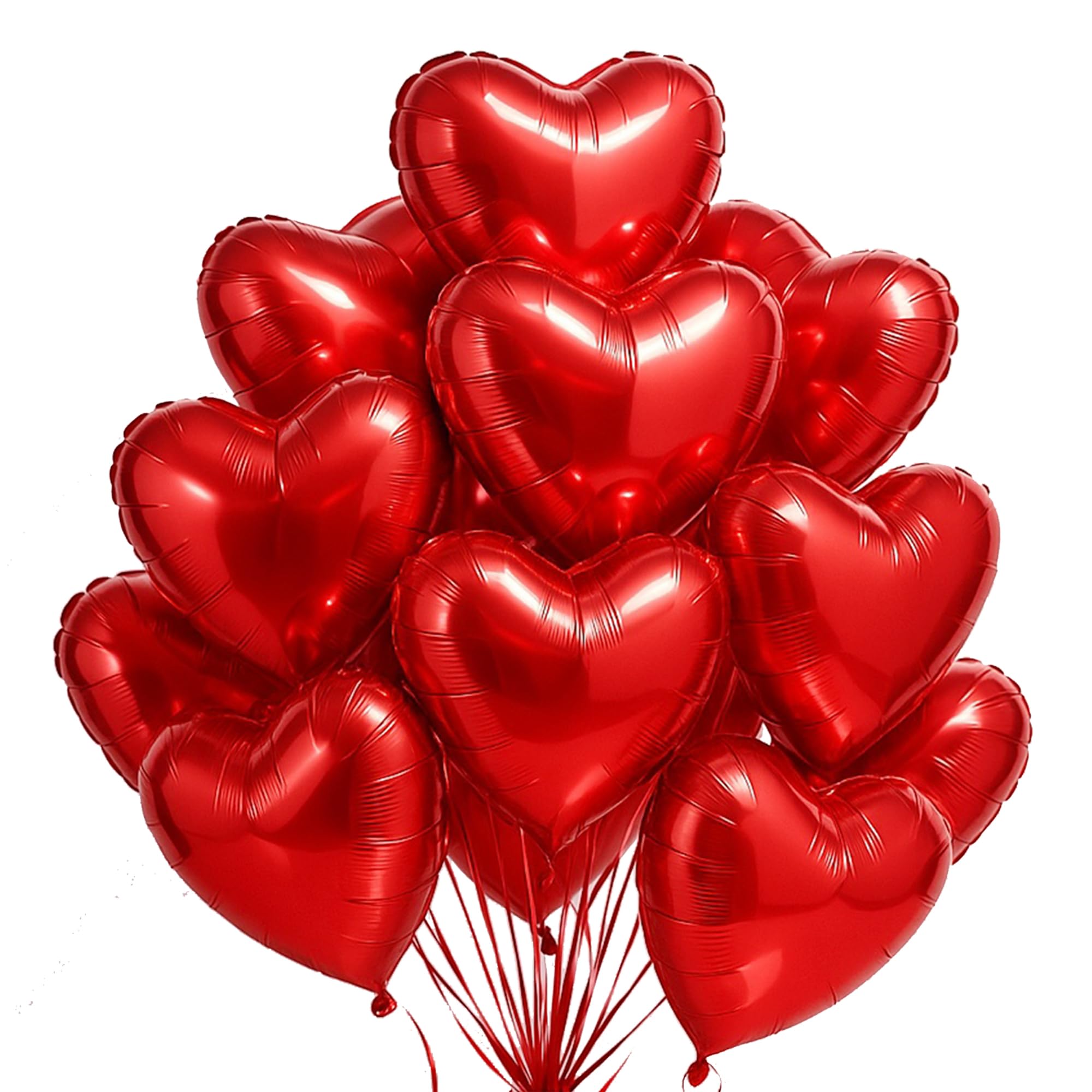 Photo 1 of 17 Inch Red Heart Mylar Balloons, 10pcs Big Foil Balloons for Wedding Baby Shower Valentine's Day Party Decorations
