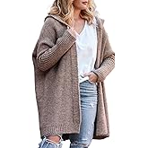 Women's Chunky Hooded Cardigan Sweaters Batwing Sleeve Open Front Long Knitted Sweaters Coats 2025 Fall Winter Outwear