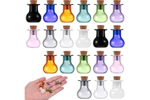 Perthlin 20 Pieces Spell Jars Tiny Bottles with Cork Small Potion Jars Clear Rum Mini Bottles Multi Color Small Glass Potion Vial Wishing Vial for Wedding Birthday Party DIY Supplies (Sphere Style)