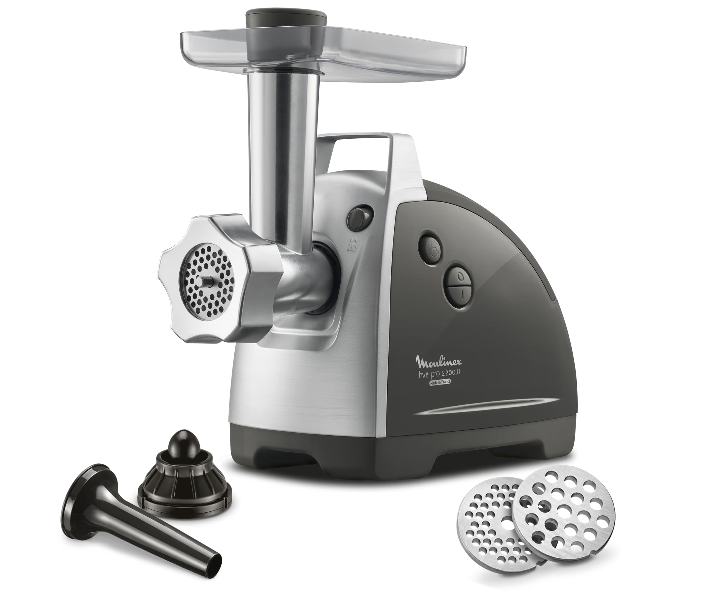 Moulinex Meat Mincer HV8 Electric Mincer 2200 W 2 Grinding Grinders Accessories for Kebbe and Sausages Silver ME686832