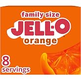 Jell-O Gelatin Dessert Mix, Family Size, Orange, 6 oz Box | 90 Calories per Serving, Sweet Gelatin Dessert, Just Stir with Boiling &amp; Cold Water, Sealed Pouch for Freshness