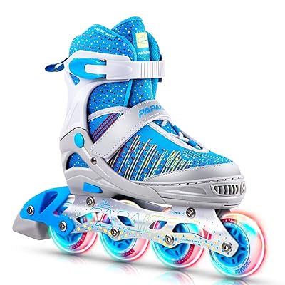PAPAISON Inline Skates for Boys and Girls with Full Light up Wheels, Beginner Adjustable Illuminating Roller Skates for Kids Youth Women and Men&amp;hellip