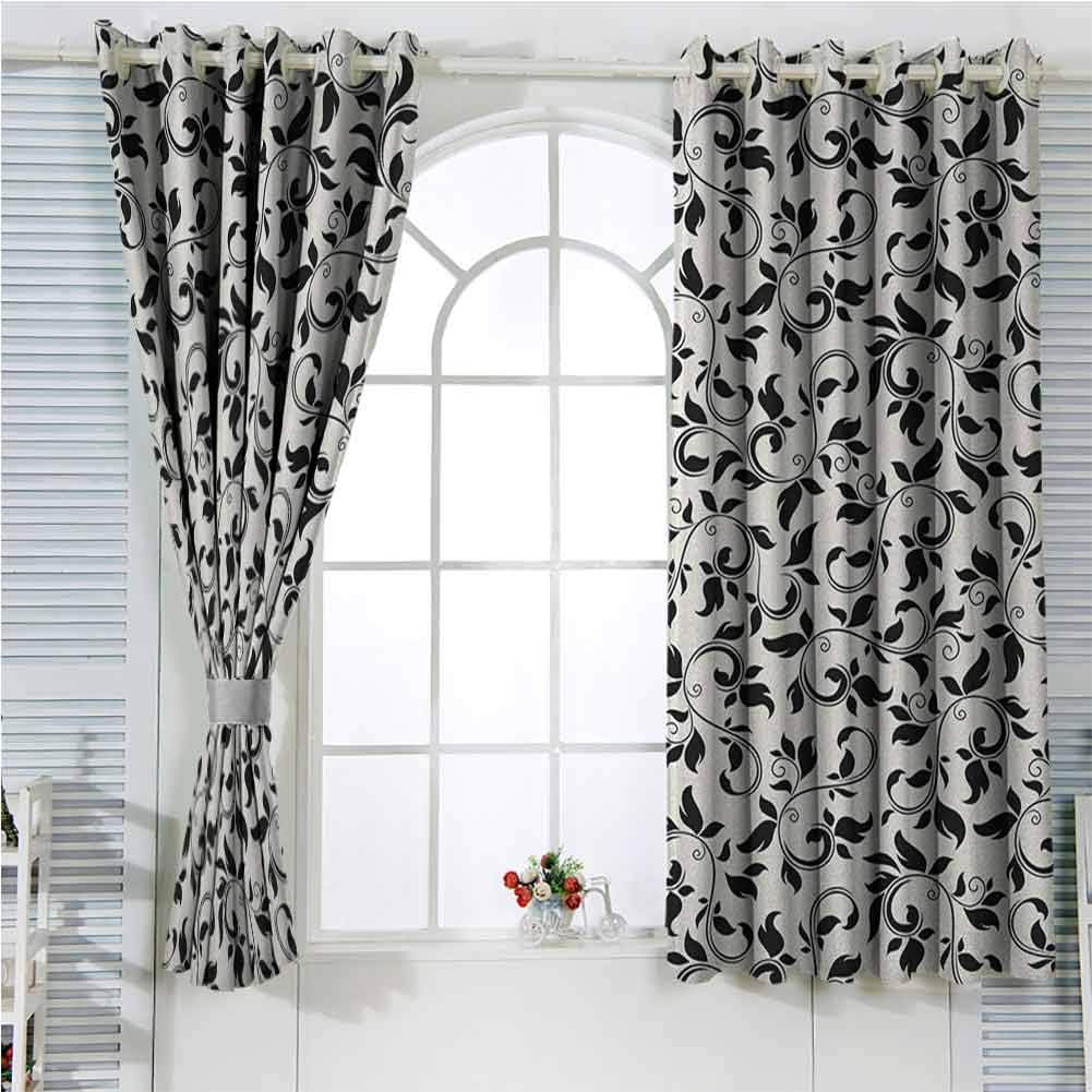 Leaf Grommet Curtains 63 Inches Long Black Cream Eclipse Nursery