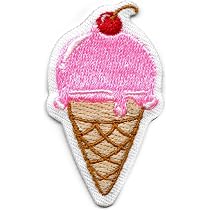 Amazon.com: Pink Ice Cream Cone Patch Frozen Treat Iron On Embroidered
