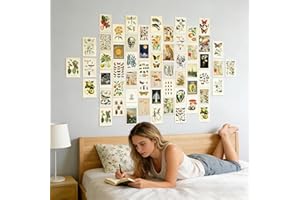 50 Pcs Vintage Wall Collage Kit, Maximalist Paintings Art Prints Botanical Illustration Tarot Aesthetic Vintage Prints Cards 