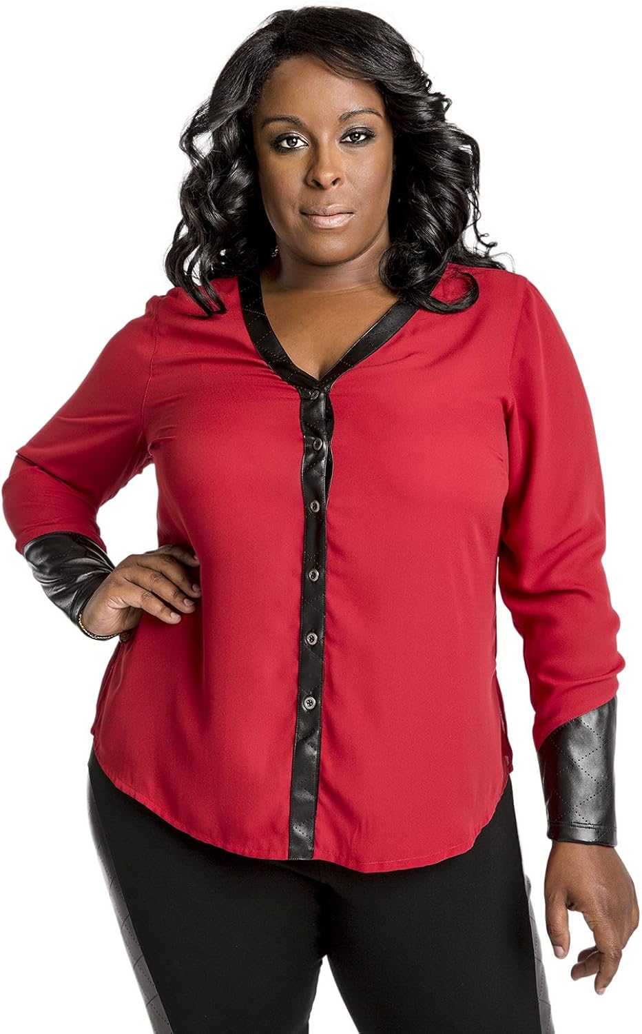 red chiffon blouse plus size