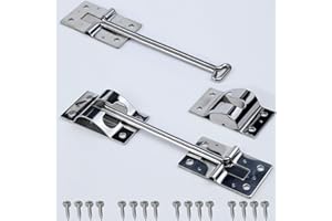NKJVE 1 Pack Polished Stainless Steel 6.1 Inches T Style Entry Door Latch Catch Holder for RV Camper Trailer Cargo, Entry Door Hardware.