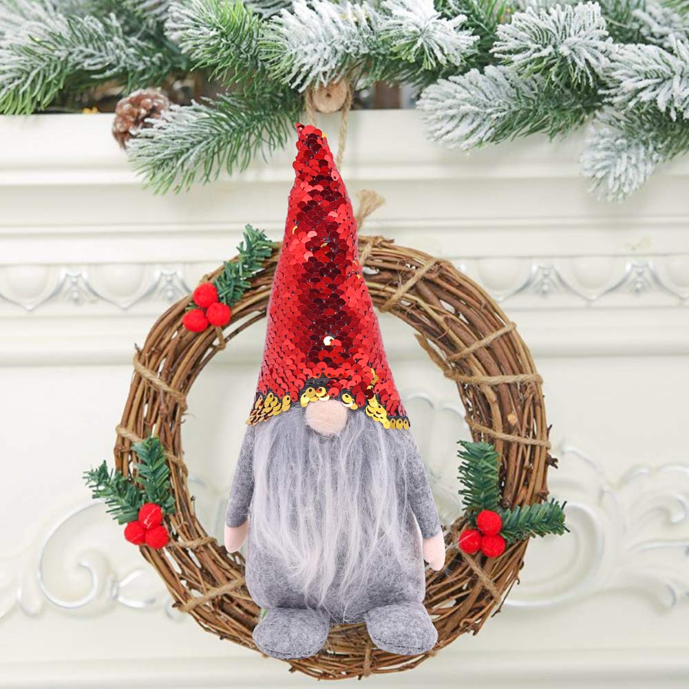 FuturePlusX Swedish Santa Gnome Plush, 1PCS Double Sequins Scandinavian Tomte Santa Scandinavian Gnome Plush for Christmas Santa Decoration Table Decor