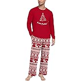 PrinStory Men's Pajama Sets Loungewear Sleepwear Pjs Lightweight Long Sleeve Shirts & Bottoms Soft Comfy Sleep Sets S-2XL