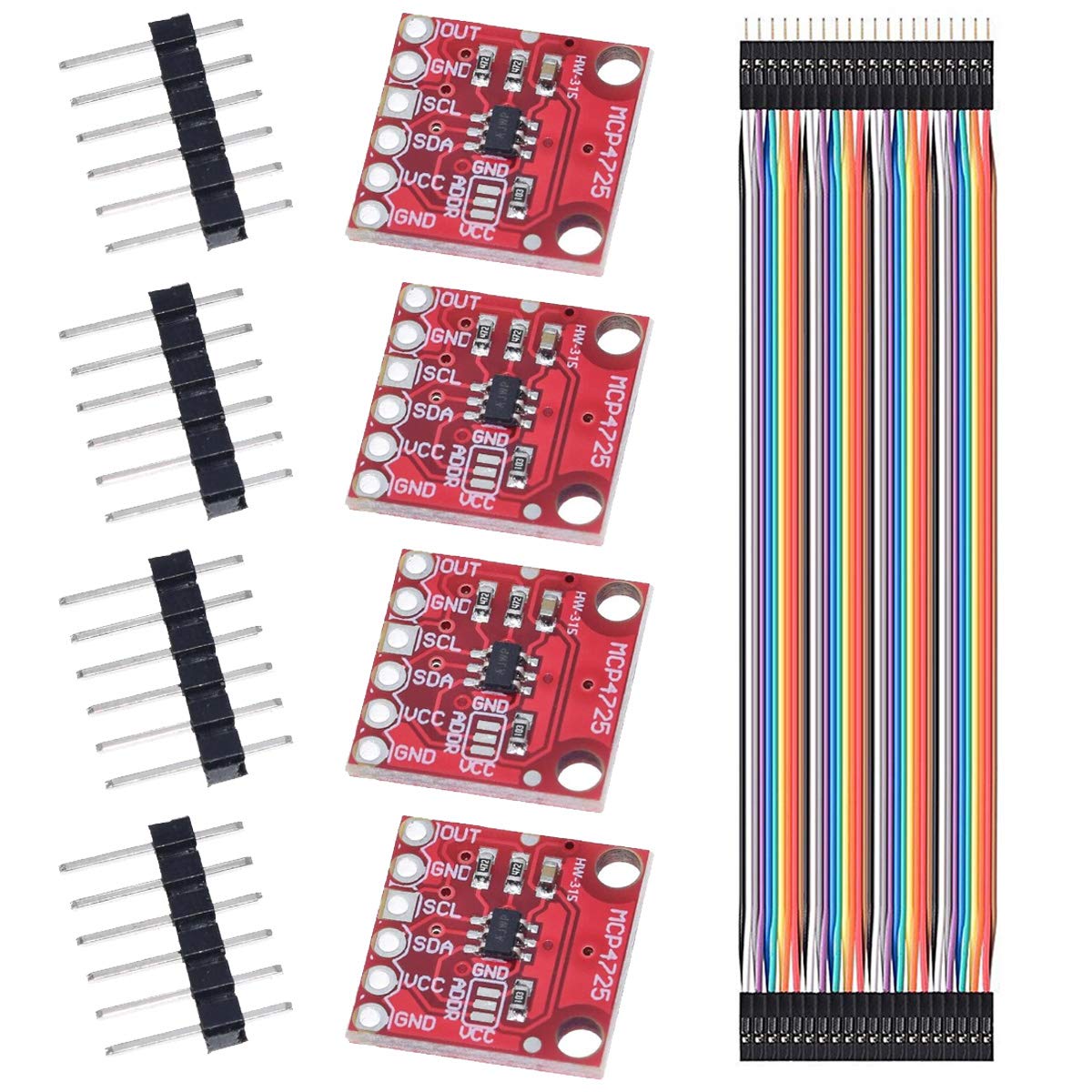 Youmile 4PCS MCP4725 I2C DAC Breakout Module 2.7-5.5V 12Bit Digital To Analong EEPROM Development Board for Arduino with Dupont Cable