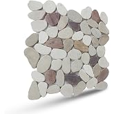 PEBBLETILE.CO Cherry Sliced Pebble Mosaic, Tumbled Stone Backsplash Tiles for Kitchen Walls, Shower and Bathroom Floors, and Outdoor Areas (12" X 12")