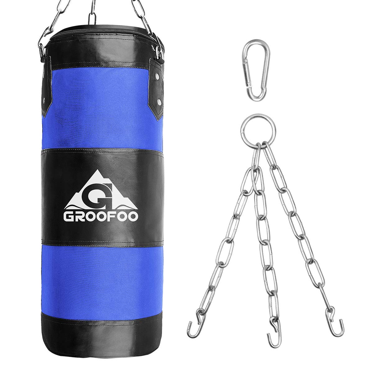 GROOFOO Kids Boxing Bag Heavy Duty Oxford Punching Bag for Kids Boxing Training,UNFILLED Bag with Mount Chain 80 * 28 Blue