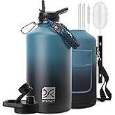 DYSANKY 1 Gallon Insulated Water Bottle | Upgraded Thickened Stainless Steel Metal Portable Sports Large Water Jug for Gym and Hiking with Carrier Bag, Handle Strap | BPA-Free 128 oz